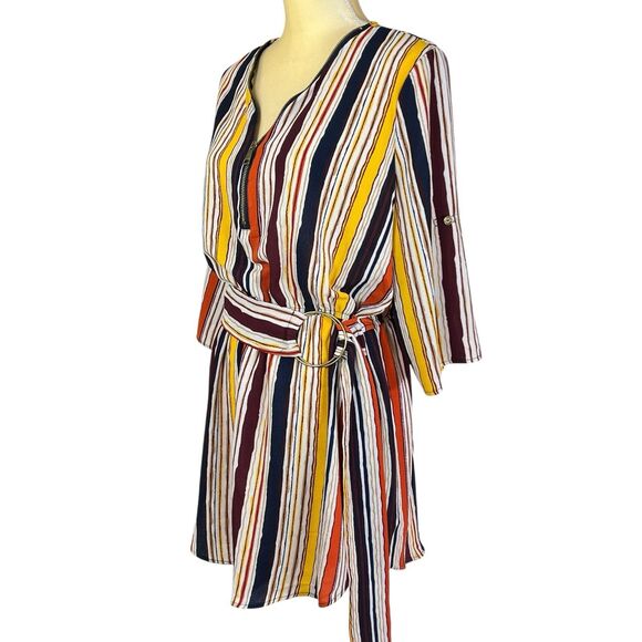 J for Justify Women's Dress Multicolor Size XLarge 3/4 Roll Tab Sleeve‎ Striped - Picture 11 of 15